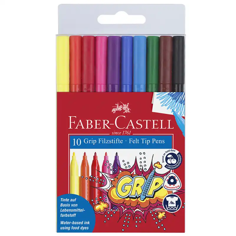 Faber-Castell Grip Colour Marker Pens Set of 10 Special Offer