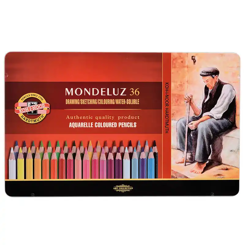 Koh-I-Noor Mondeluz Watercolour Pencils Tin of 36 Handmade