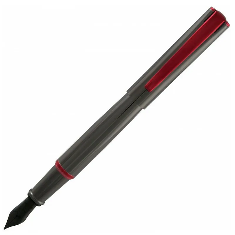 Monteverde Impressa Fountain Pen Gun Metal with Red Trim Top Rated