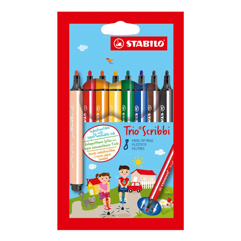 Special Discount STABILO Trio Scribbi Felt Pen Wallet of 8