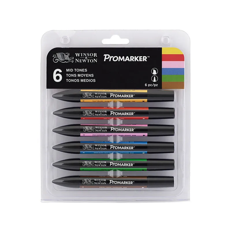 Top Pick Winsor \\u0026 Newton ProMarkers Set of 6 Mid Tones