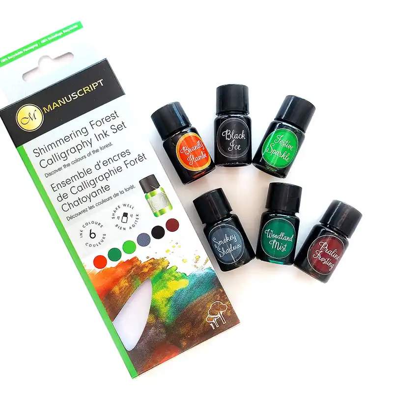 Viral Manuscript Shimmer Ink Set of 6 Forest