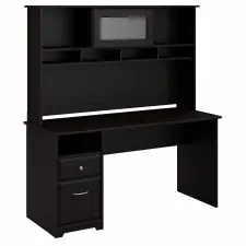 Bush Furniture Cabot 60W Computer Desk with Hutch and Drawers in Espresso Oak | OfficeSupply.com Buy Today